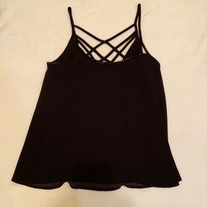 Layered flowy black tank